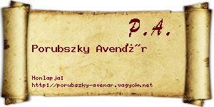 Porubszky Avenár névjegykártya